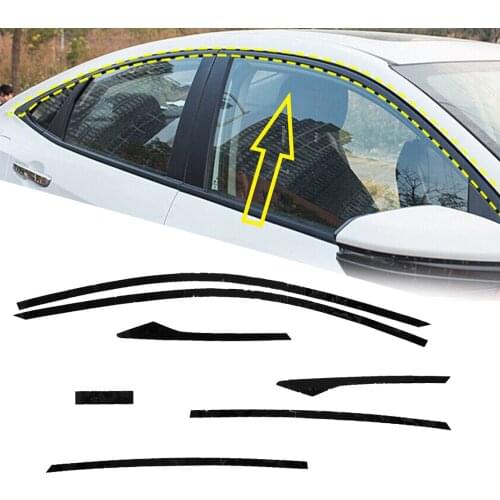 6Pcs Glossy Black Car Window Trim Rain Eyebrow Shield Cover Styling Kit Fit for Honda Civic Sedan 2016 2017 2018 2019 2020 2021