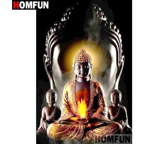 HOMFUN 5D DIY Diamond Painting Full Square/Round Drill "Buddha statue" 3D Embroidery Cross Stitch gift Home Decor A00128