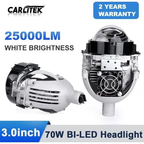 Carlitek 2X Auto Hi/Lo Beam Lens H1 9005 HB3 9006 HB4 H7 H4 LED Lamps DIY Bi-LED Projector Lenses For Headlight Car-styling KQ
