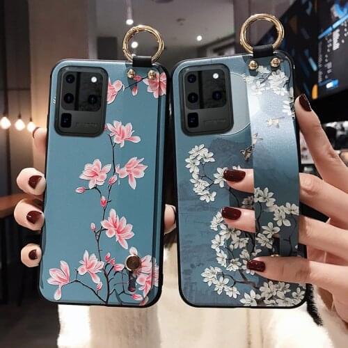 Case For Samsung Galaxy S10 S20 plus S20 Ultra A51 A20 A30s A50s A50 A70 Note 10 plus Note10+ Phone Holder Wrist Strap back Case