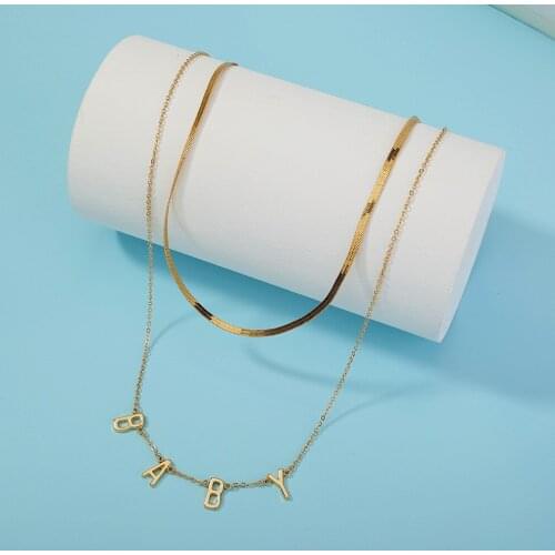 Lateefah Customized Letter Pendant Double Layer Necklaces Custom Women Necklaces Jewelry Simple Versatile Clavicle Chain Gift