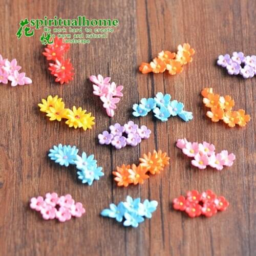 2pcs/set Multi-colored Flowers Miniatures for Fairy Garden DIY Bottle Landscape Decorative Mushroom Figure Decorative