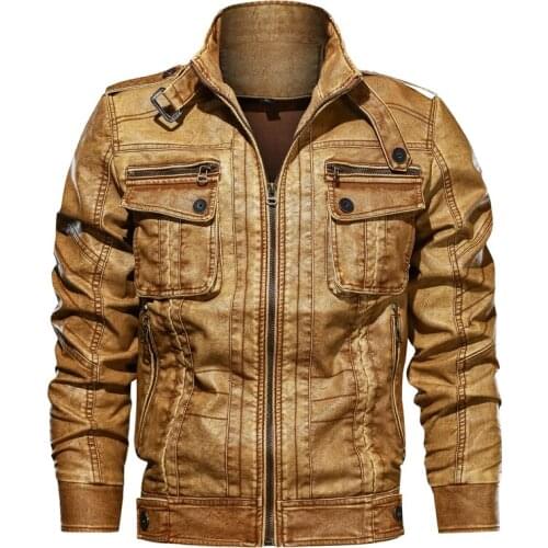 Brand Pop Leather Jackets Men Streetwear Washed Motorcycle Jackets Mens Pocket Leather Windbreaker Coats chaqueta cuero hombre