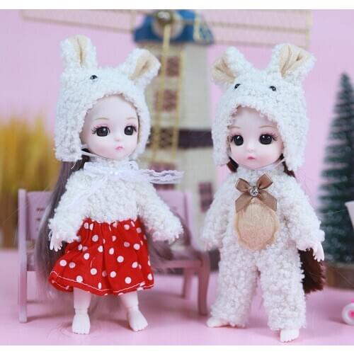 New 16cm BJD Doll Clothes Cute Animals Skirt Dress Up Fashion Casual Wear Dollhouse Accessories 1/12 Toys for Girls Dolls Gift