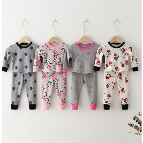 Pajamas Long Sleeve Pajamas Tops+Pant 2pcs Toddler Clothing Fashion Baby Kids Pajamas Sets Cotton Boy Sleepwear Suit Spring Girl