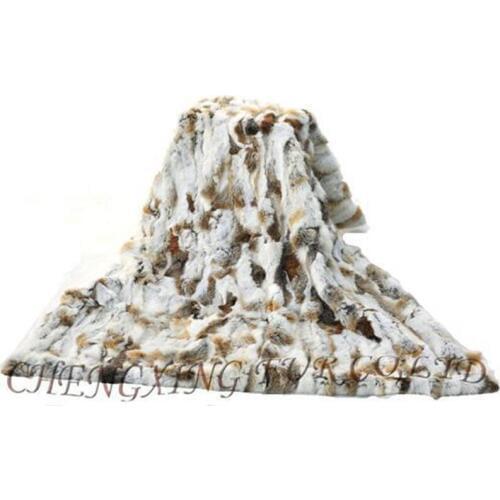 CX-D-11/Z 200X160 Patchwork Natural Colour Genuine Rabbit Fur Throw