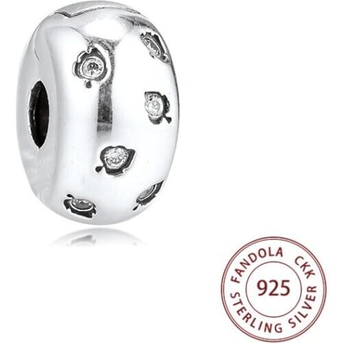 Fits Pandora Bracelet Argent 925 Sterling Silver Bead Sparkling Leaves Clip Charms Beads for Jewelry Making Kralen