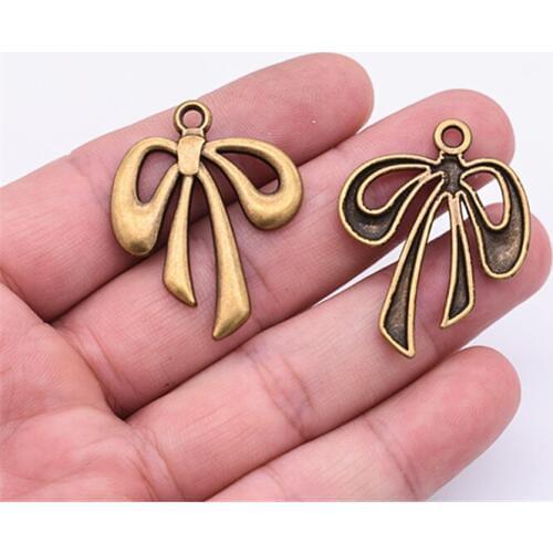 37*28mm 6pcs Antique Bronze Plated Tie Charms Pendant For DIY Necklace Bracelet Jewelry Accessories