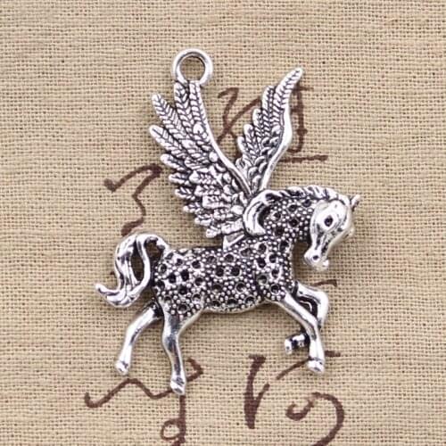 2pcs Charms Fly Horse Unicorn 52x42mm Antique Tibetan Pendant Findings Accessories DIY Vintage Choker Handmade Jewelry