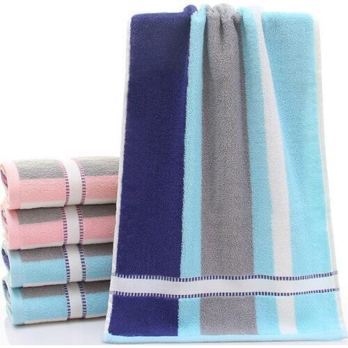 High Quality 100% Cotton Striped Soft Absorbent Face Towel Adult Towel Bathroom Products Household Merchandises 34x74cm