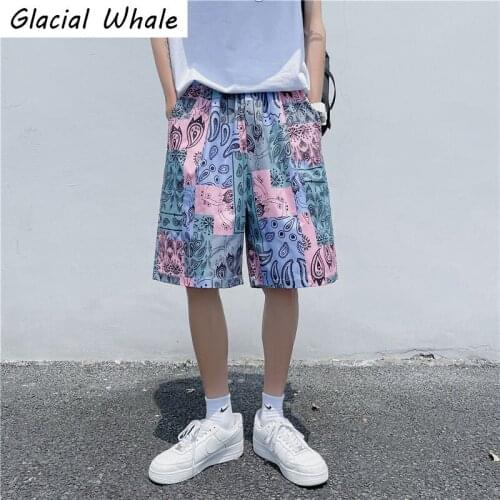 GlacialWhale Mens Casual Shorts Women 2021 Summer New Print Short Fifth Pants Casual Streetwear Running Sports Shorts For Mens