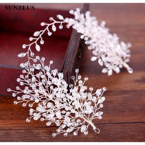 Crystal Headband Bridal Headpieces Luxury Silver Haar Wedding Accessories Bride Headdress Head Chain SQ0218