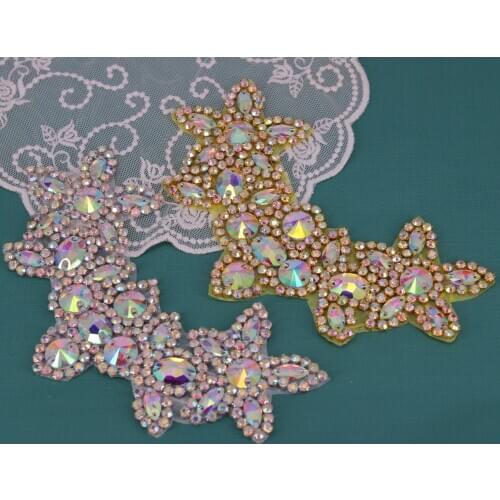 Sew On AB Trims Applique Wedding Dress Costume Applique Jewelry Making Sparkle Rhinestone Neckline Crystal Applique
