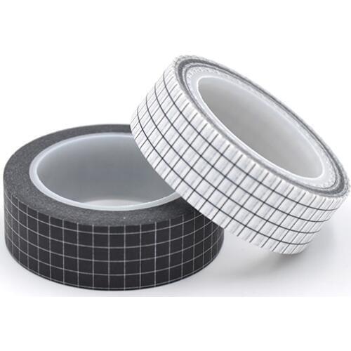 Simple Black White Grid Washi Tape Japanese Paper DIY Planner 10M Masking Tape Adhesive Tapes Sticker Decorative Stationery Tape