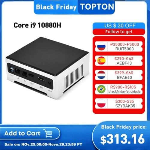 Cheapst 10th Gen Mini PC Intel Core i9 10880H 9880H 2*DDR4 2*M.2 Barebone Computer NUC Windows 10 TV BOX 2*Lan Dual Band AC WIFI