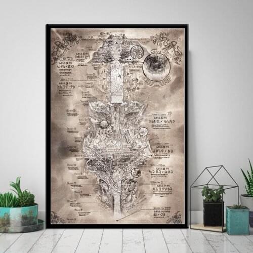 Made In Abyss Map Anime Movie Posters And Prints Wall Pictures For Living Room Canvas Painting Decorative Home Decor Cuadro