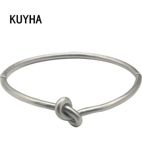 Silver Color European Knot Bangle & Bracelet Fashion For Women Men Trendy Simple Style Jewelry Pulseiras