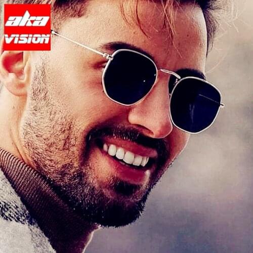 AKA VISION 2021 Polygon Sunglasses Men Retro Hexagon Glasses Women Mirror Eyeglasses for Women/Men Vintage Lentes De Sol Mujer