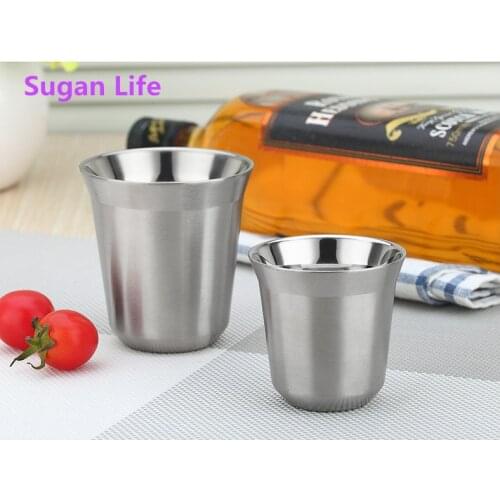 Sugan Life NEW Nespresso cups Stainless Steel Double Wall Thermo capsule coffee cup 1pcs 80ml 150ml Free shipping