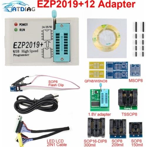 EZP2019 High-speed USB SPI Programmer EZP 2019 Support24 25 93 EEPROM 25 Flash BIOS Chip full set with 12 adapter