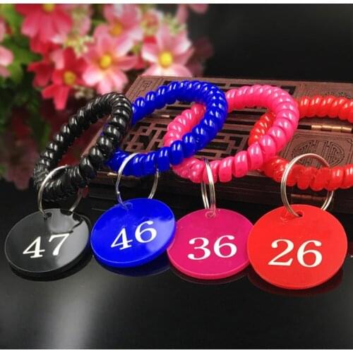 Colorful Soft Highly Spring Spiral Coil Wrist Band Sign Ring Chain For Gym ID Badge With Single Sided Circle Diameter 3.5cm