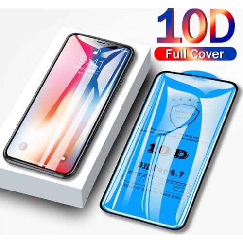 10D Full coverage protective glass for iPhone 6 6S 7 8 plus X XR XS MAX glass on iphone 7 8 6 6S X XR XS MAX screen protector