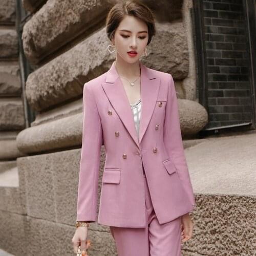 Women suits Slim spring autumn Solid color blazers jacket pants 2-piece set OL Formal Women pants suits Woman set suits 996