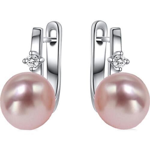 Sinya Natural freshwater purple Pearls earrings for women in 925 sterling silver pearl dia 8-8.5mm fine jewelry Hot sale