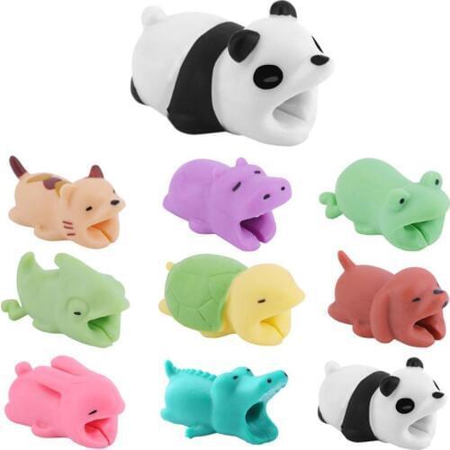ALLOYSEED Cute Bite Cartoon Animal Cable Protector Cord Wire Protection Mini Cover Charging Cable Winder for Smart Phone Cable