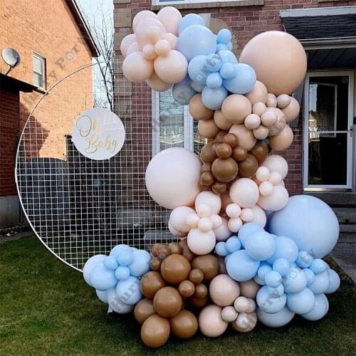 133pcs Cream Peach Apricot Balloons Garland Arch Dark Coffee Balloon Wedding Decoration Party Supplies Birthday Party Decor