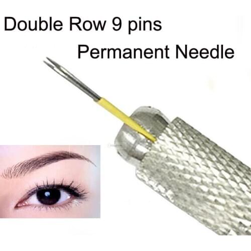 30pcs Double Row 9pins Eyebrow Permanent Makeup needles eye line 3d Microblading make up tattoos flat microblade