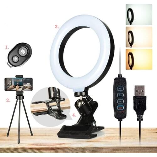 6" Led Ring Light Kit Video Conference Lighting Laptop Monitor Zoom Computer clip Lamp Remote Working/Self Broadcast/Live Stream