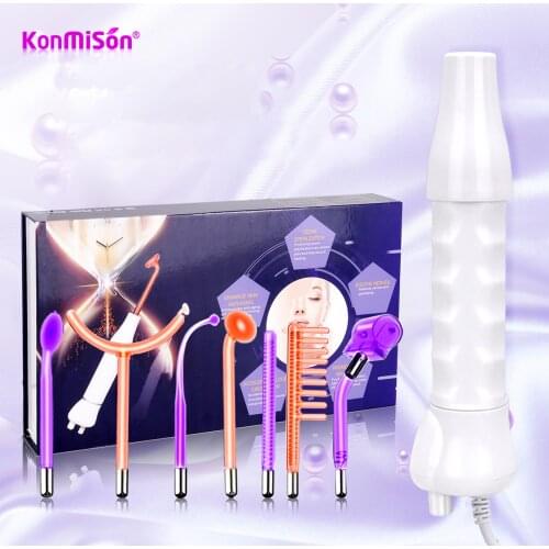 7 in 1 High Frequency Electrode Wand Facial Machine For Hair Face Electrotherapy Glass Tube Argon Treatment Acne Skin Care Spa