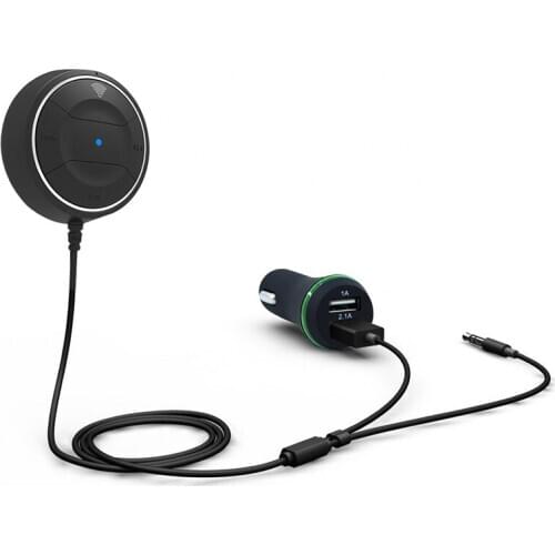 Bluetooth 4.0 Car kit with NFC 3.5mm Jack Stereo AUX Kit Music Aux Speakerphone Car Kit with 3.1A Dual USB Car Charger Receiver