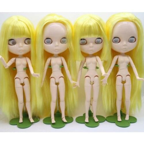 Without eyes chips, without make up ,joint body Nude blyth doll,yellow hair 724