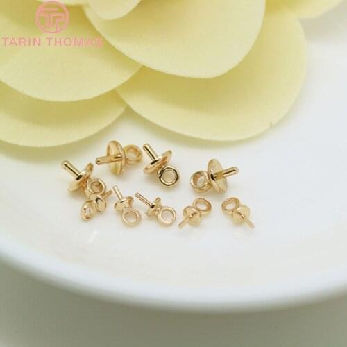 20PCS 3MM 24K Champagne Gold Color Plated Brass Half hole Pearl Beads Connect Charms Beads Caps High Quality Jewelry Findings