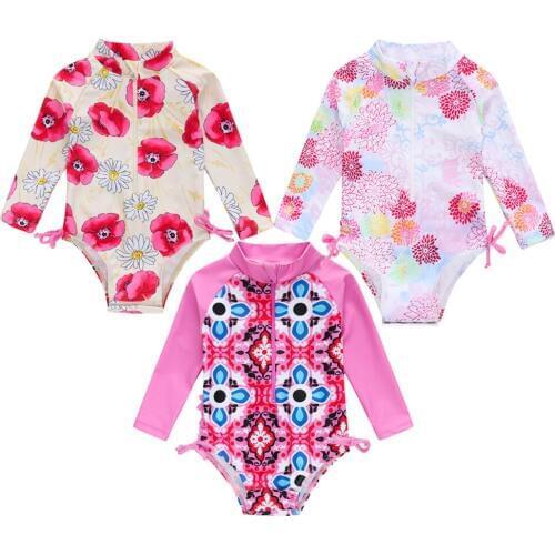 Toddler Baby Girl Swimwear One pieces Little Girl Floral Print Swimwear Bathing Suit Swimsuit Sets Kids Clothes