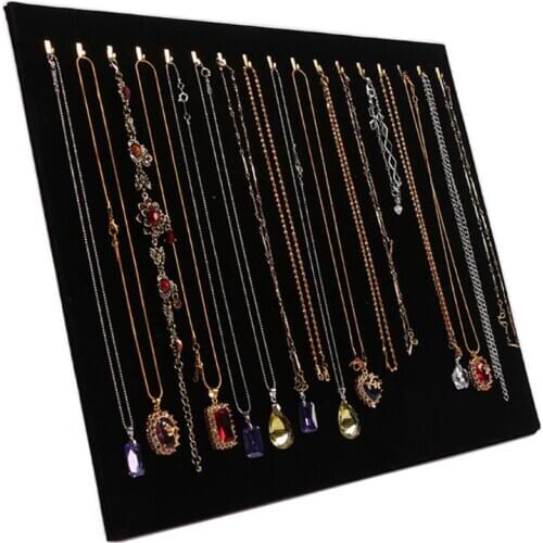Black Velvet 17 Hook Necklace Jewelry Tray Display Organizer (17 Hook Necklace) T4MD