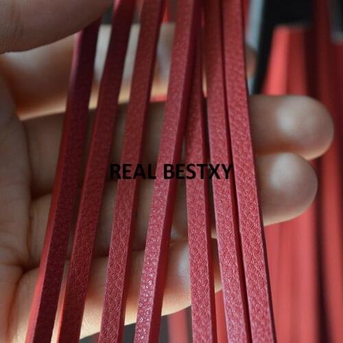 D089 5m/lot approx 4.2*3mm red flat Square Leather Rope Natural Uninterrupted Cord For DIY Men Bracelet Jewelry red leather