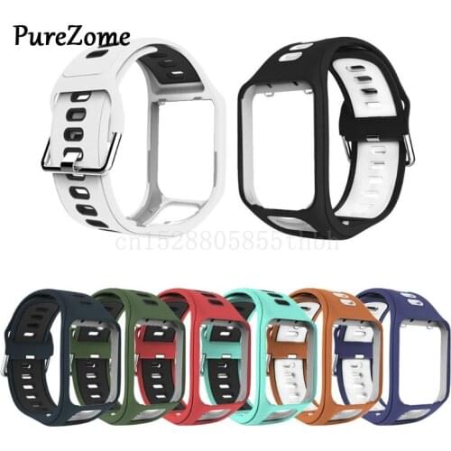 Two-tone Breathable Soft Silicone Watchband Wrist Strap Bracelet Replacement for TomTom Spark/Runner 2/3/Adventurer Series Watch