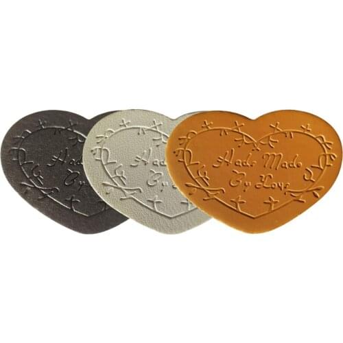 Love Heart Shape Pu Leather Labels for Love Gifts Sewing Label for Bags Tag Leather Craft Accessories Diy Handmade Clothes Tags