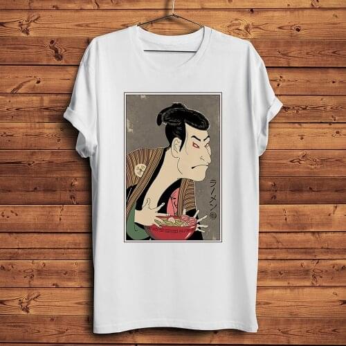 Vintage Ramen Ukiyoe warrior funny anime tshirt Men summer new White Casual short sleeve T Shirt Unisex streetwear tee