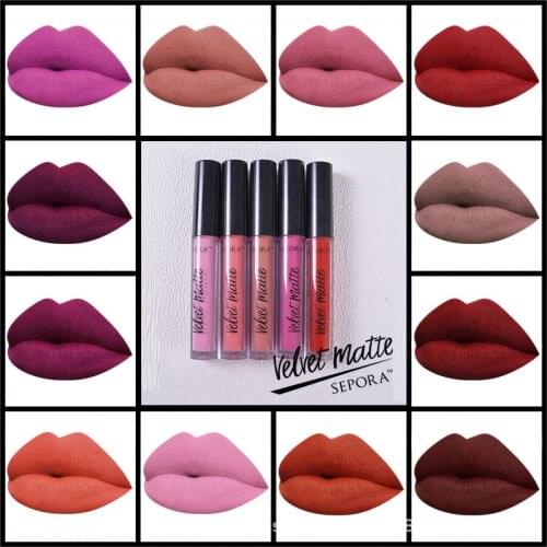 Smakup Velvet Matte Liquid Lipstick Sexy Lip gloss Cosmetic Long-Lasting Waterproof Not Stick Cup lip glaze 12 Color Lips Makeup