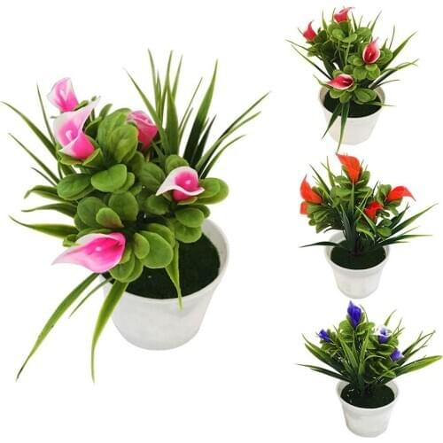 Artificial Potted Handmade DIY Pink Purple Flower Bonsai High Quality Home Room Table Arrangement Decoration Ornaments Hot Sale