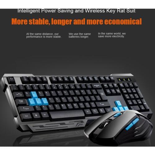 Keyboard Mouse Combos Waterproof Multimedia 2.4GHz Wireless Gaming Keyboard USB Cordless Mous NK-Shopping