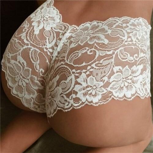 Lace Panties Soft Breathable Briefs Women Sexy Underwear Ladies Panty Transparent Tempting Low-Rise Soft Lingerie Oversize S-5xl