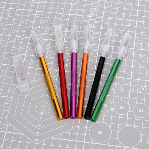 6 Pcs Blades Carving Metal Scalpel Knife Tools Kit Non-Slip Blades Mobile Phone Photo Paper Cutter DIY Repair Hand Tools
