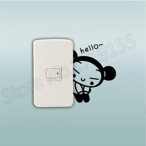 Cute China Doll Switch Sticker light switch decoration Cartoon Stickers For Kids Room nursery bedroom wall decals vinyldecoZW78