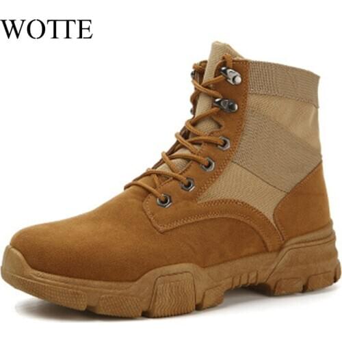 Fashion Boots Men Martin Boots High Quality Black Working Boots Man Lace Up Men Desert Boots Round Toe High Top Ankle Shoes Men