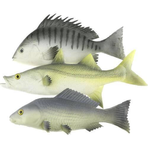 Gresorth 3 Pack Artificial Black Carp Striped Bass Snapper Fake Fish Home Party Decoration - 9 inch